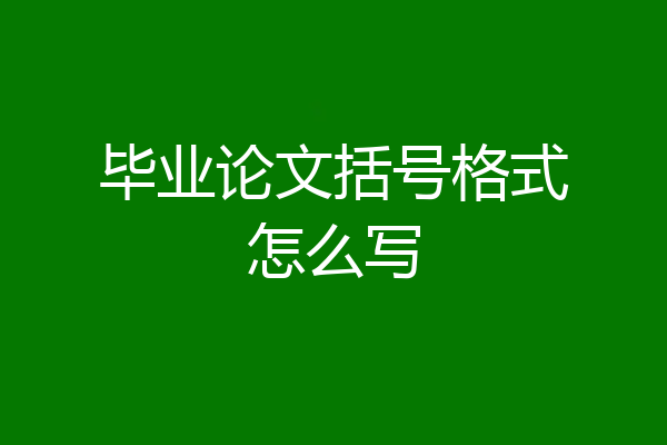 毕业论文括号格式怎么写