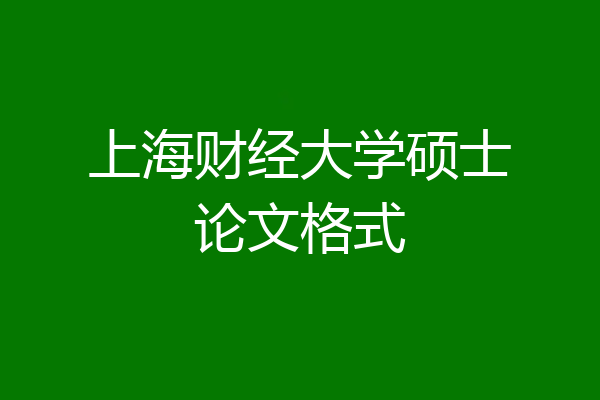 上海财经大学硕士论文格式