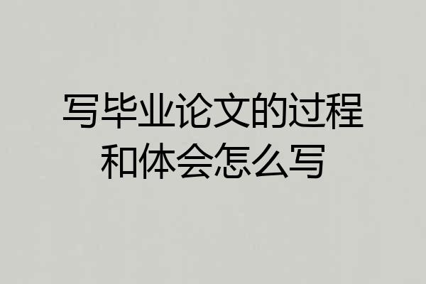 写毕业论文的过程和体会怎么写