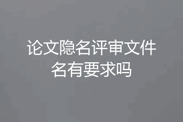 论文隐名评审文件名有要求吗