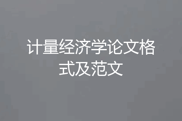 计量经济学论文格式及范文