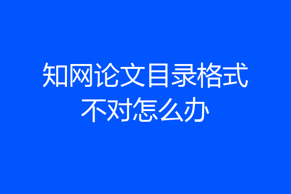 知网论文目录格式不对怎么办