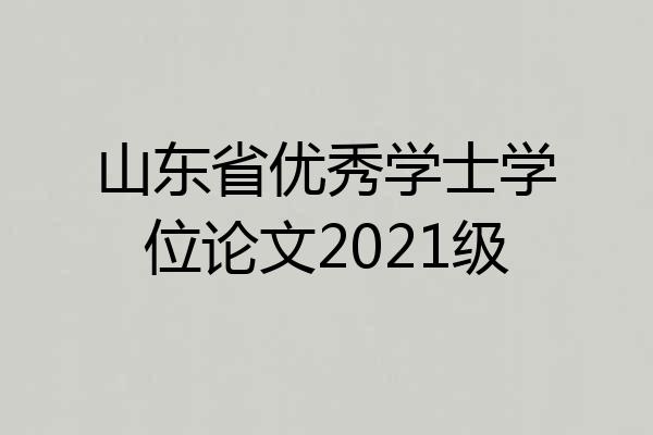 山东省优秀学士学位论文2021级