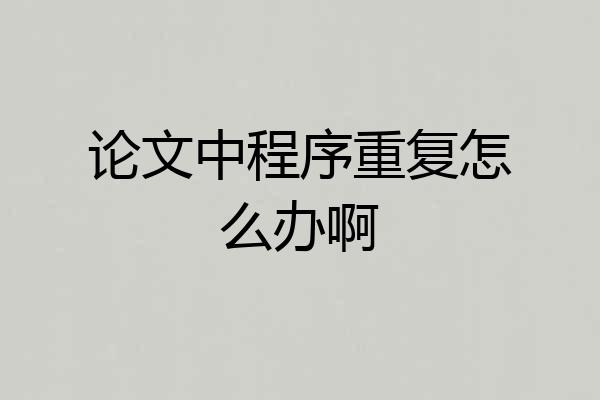 论文中程序重复怎么办啊