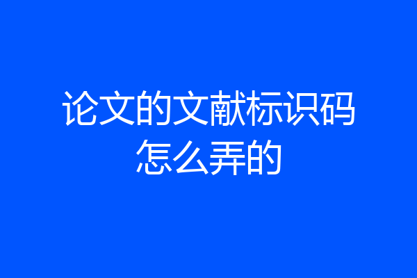 论文的文献标识码怎么弄的