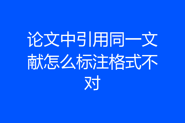 论文中引用同一文献怎么标注格式不对