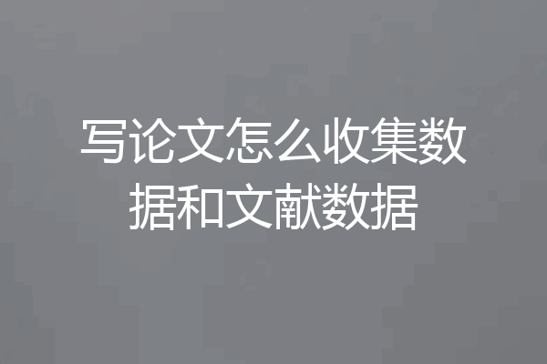 写论文怎么收集数据和文献数据