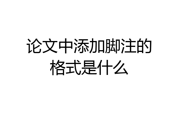 论文中添加脚注的格式是什么