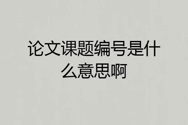 论文课题编号是什么意思啊