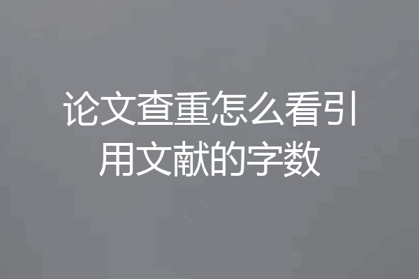 论文查重怎么看引用文献的字数