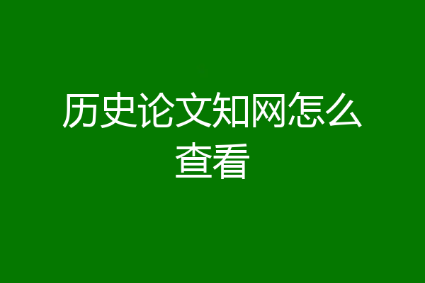 历史论文知网怎么查看