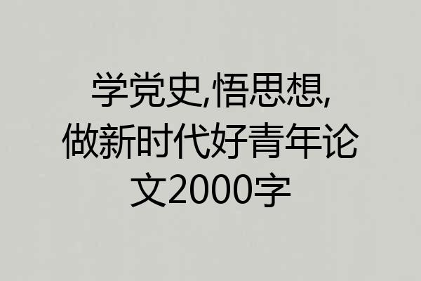 学党史,悟思想,做新时代好青年论文2000字