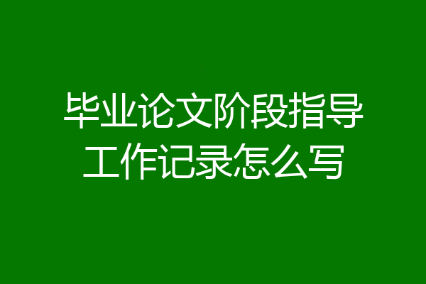 毕业论文阶段指导工作记录怎么写