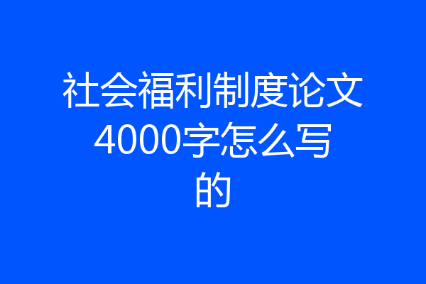 社会福利制度论文4000字怎么写的