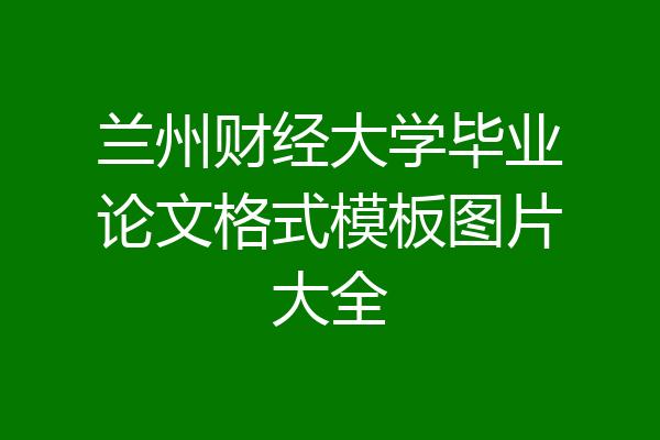 兰州财经大学毕业论文格式模板图片大全
