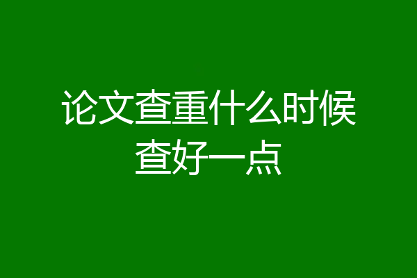 论文查重什么时候查好一点