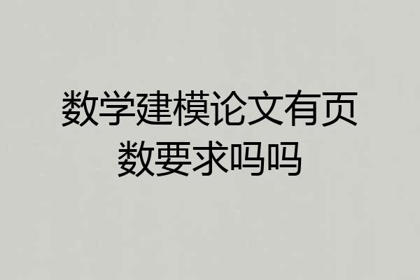 数学建模论文有页数要求吗吗