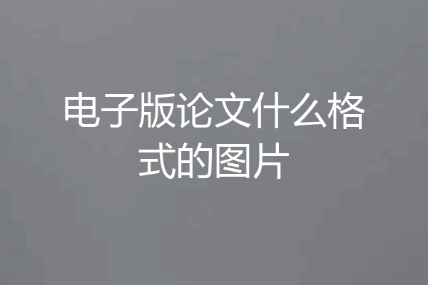 电子版论文什么格式的图片