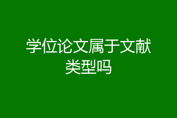 学位论文属于文献类型吗