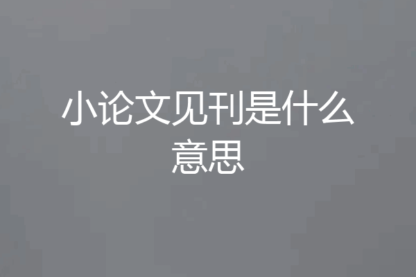 小论文见刊是什么意思