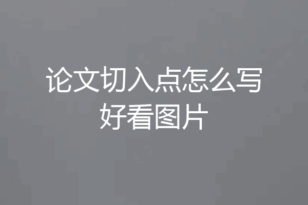 论文切入点怎么写好看图片