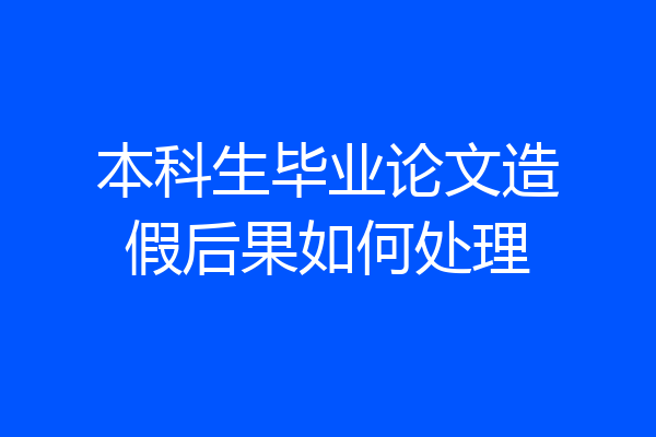 本科生毕业论文造假后果如何处理
