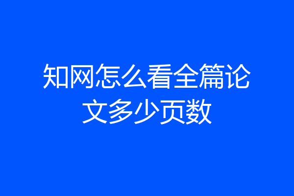 知网怎么看全篇论文多少页数