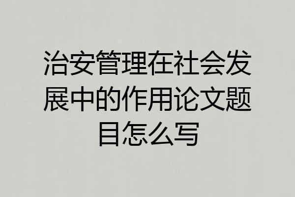 治安管理在社会发展中的作用论文题目怎么写