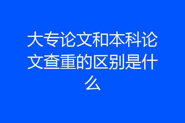 大专论文和本科论文查重的区别是什么