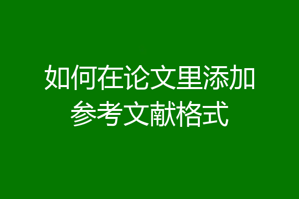 如何在论文里添加参考文献格式