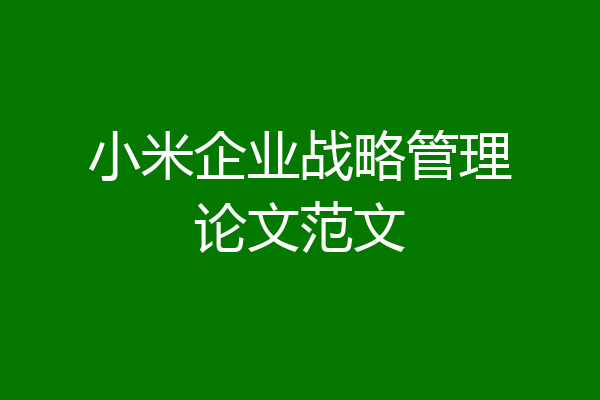 小米企业战略管理论文范文