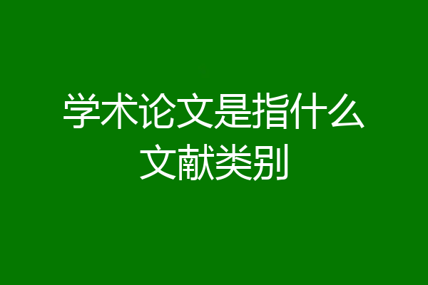学术论文是指什么文献类别
