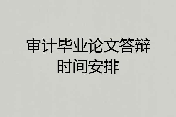 审计毕业论文答辩时间安排
