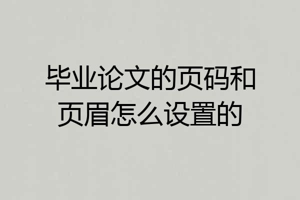 毕业论文的页码和页眉怎么设置的
