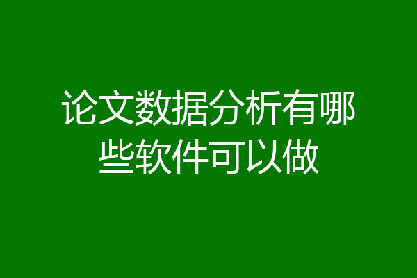 论文数据分析有哪些软件可以做