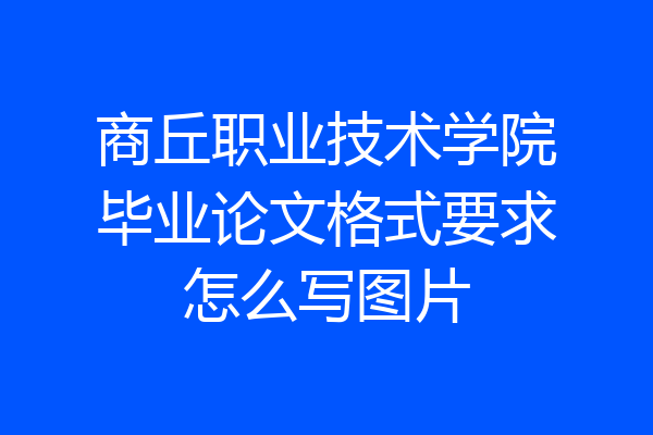 商丘职业技术学院毕业论文格式要求怎么写图片