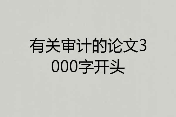 有关审计的论文3000字开头