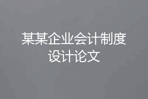 某某企业会计制度设计论文