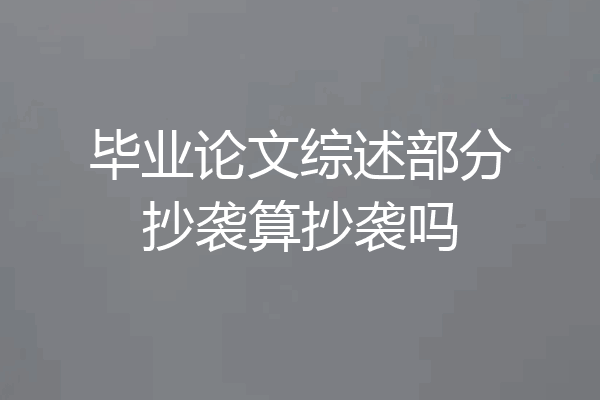 毕业论文综述部分抄袭算抄袭吗