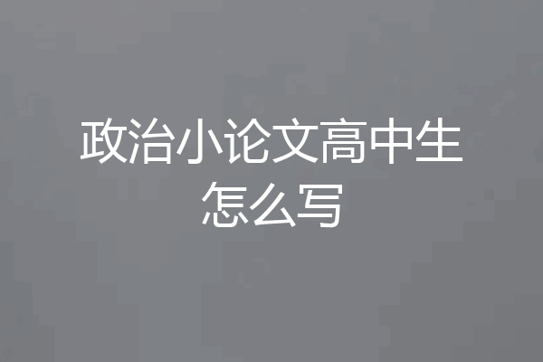 政治小论文高中生怎么写