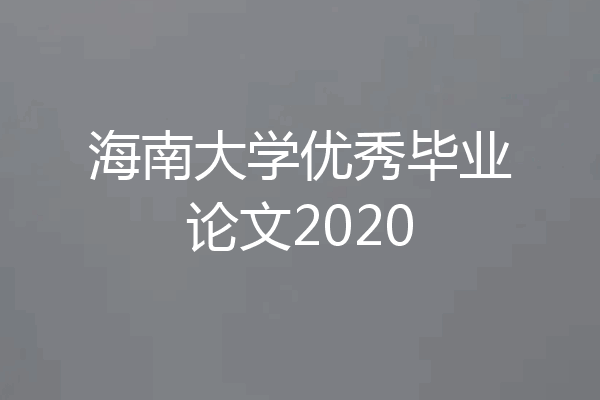海南大学优秀毕业论文2020