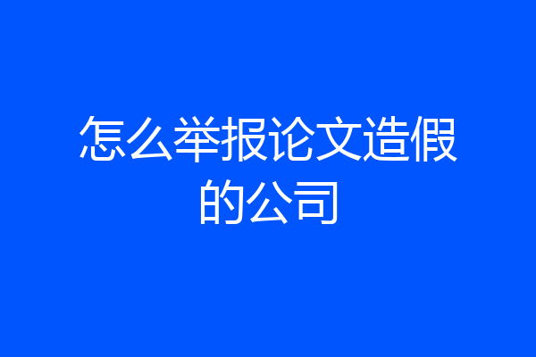 怎么举报论文造假的公司