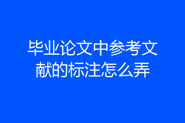 毕业论文中参考文献的标注怎么弄