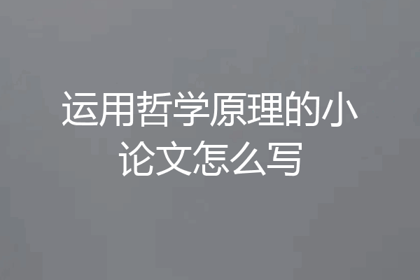 运用哲学原理的小论文怎么写