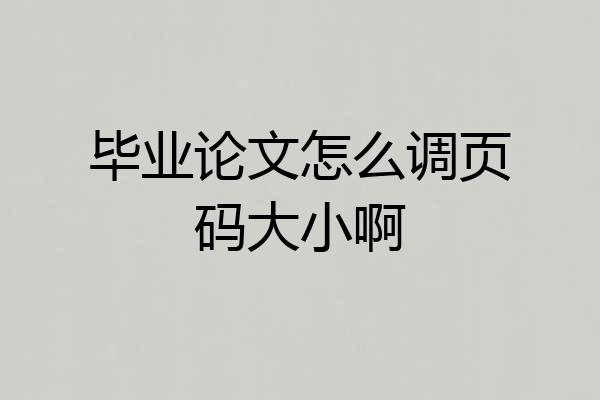 毕业论文怎么调页码大小啊