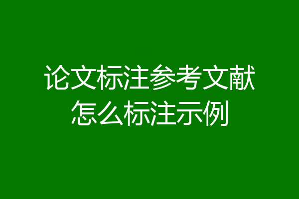 论文标注参考文献怎么标注示例