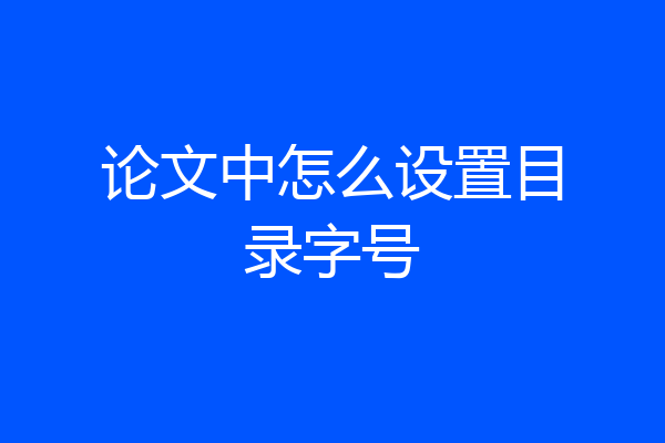 论文中怎么设置目录字号