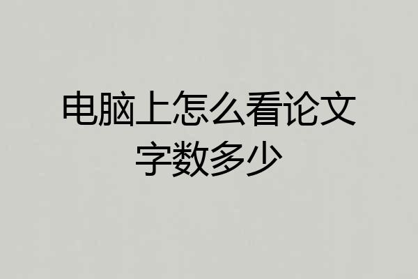 电脑上怎么看论文字数多少