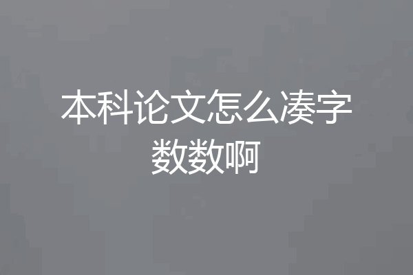 本科论文怎么凑字数数啊