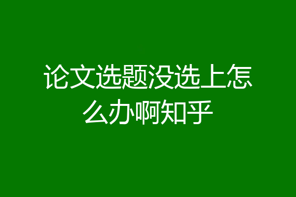 论文选题没选上怎么办啊知乎